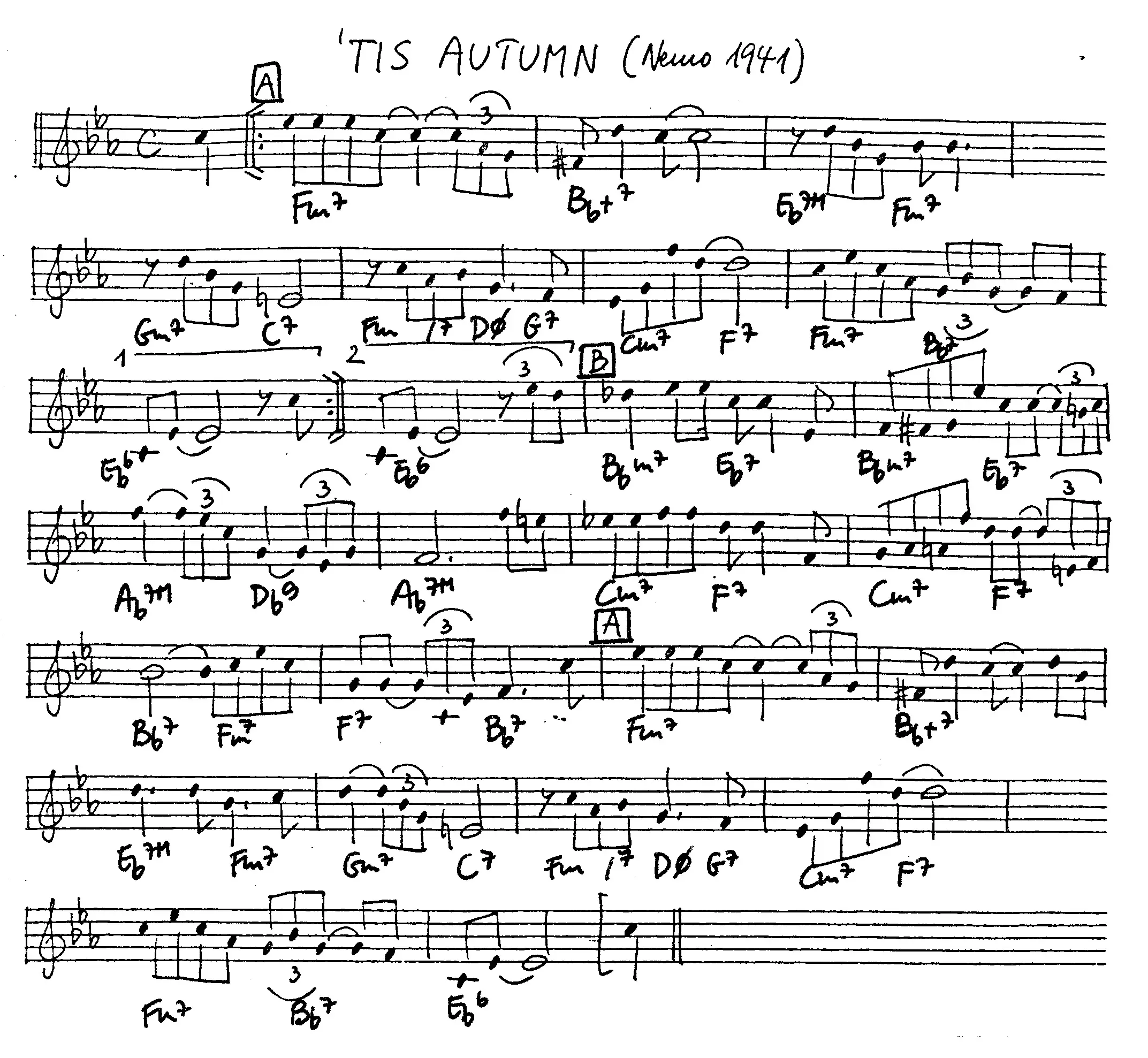 tis autumn free jazz leadsheet - Courtesy of the Jungle Jazz Band